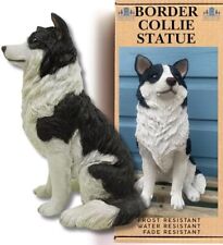 Border Collie 29.5cm Hand Painted Resin Dog Statue - Weather Resistant