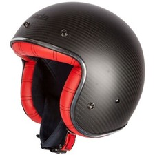 Carbon Open Face Motorcycle Helmet Spada Dark Star Red Retro Cruiser Motorbike