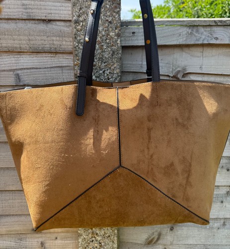 Tan brown suede shopper - brown, bag