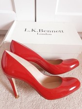 L.K Bennett Red Shilo Patent Leather Mid Heeled Court Shoes UK 6 EU 39 rrp£249