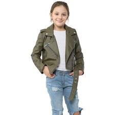 Girls Khaki Faux Leather