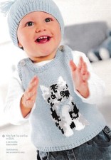 KNITTING Pattern Baby GORGEOUS KITTEN VEST TOP & CAP 6-24 MONTHS DK YARN #23