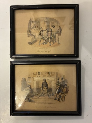 Two very old framed etchings - two,