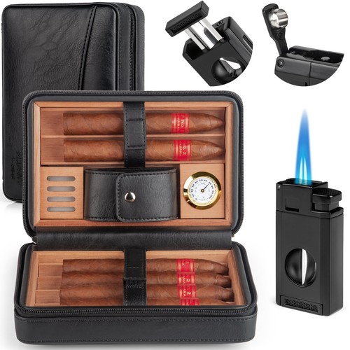 Cigar humidor leather - cigar, cedar