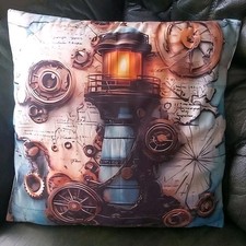 Nautical Throw Cushion Covers 16 x 16 Lighthouse Compass Anchor Ship Set Of 4