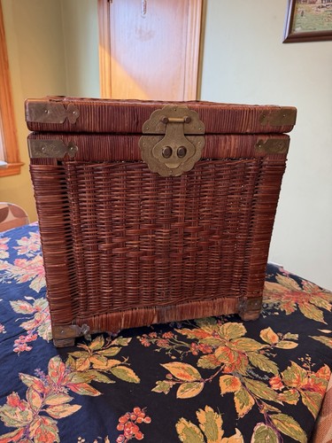 Vintage wicker brass rattan - wicker,