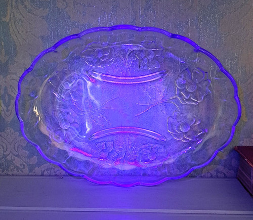 Bagley blue glass dish oval - bagley,