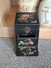 Vintage Chinese Laquered Handpainted Floral Tansu Chest  Mid 20th Century