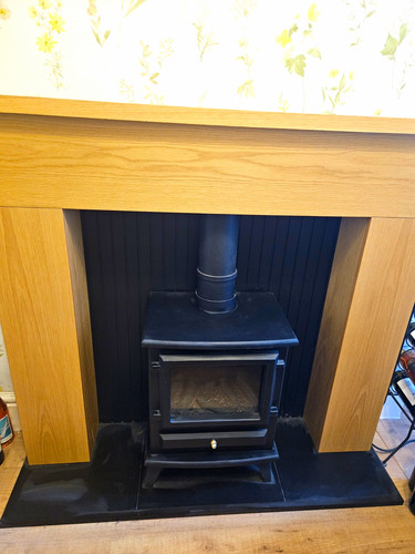 Oak effect surround log burner - log,
