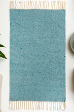 Plain Turquoise Rug Cotton