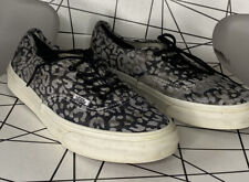 VANS TRAINERS GREY BLACK CANVAS Lace up shoes leopard animal print uk 6