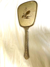 Vintage Silver Colour Hand Mirror With Floral Decoration weighs 364gm 