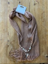 BNWT M&CO scarflace necklace scarf metallic rose gold accent oblong S2339