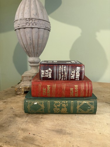 Rustic stacking books wooden