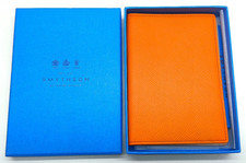 Smythson of Bond St orange Panama leather passport holder cover new & boxed