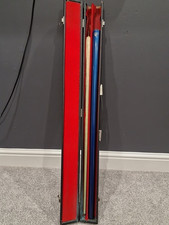 2 Piece Blue and Wood Cannon Cue with Carrying Case snooker pool 145CM - 9MM Tip
