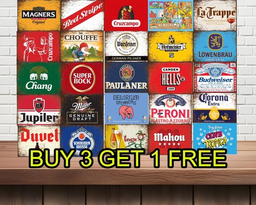 Metal beer signs man - beer, signs,