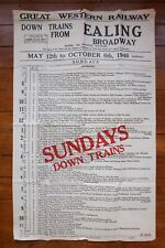 1946 GWR Railway Timetable Poster Ealing Broadway