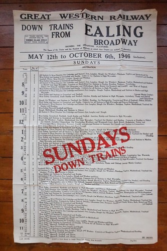 1946 gwr railway - gwr, timetable