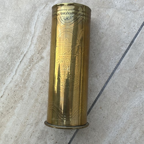 Wwi trench art brass engraved - trench,