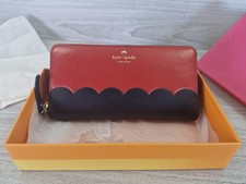 Kate Spade Red & Black Leather Large Continental Wallet New Other With Box