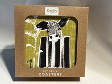  6 x Denby Cow Coasters - 10cm