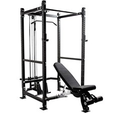 GYM MASTER GM3 Power Rack Squat Cage with Dual Cable System and Bench