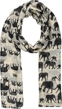 Lightweight Large White Elephant Print Ladies Fashion Scarf 170cmx80cm UK Seller