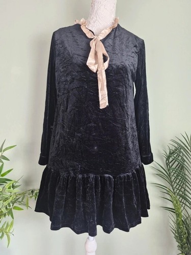 Black velvet babydoll smock - black,