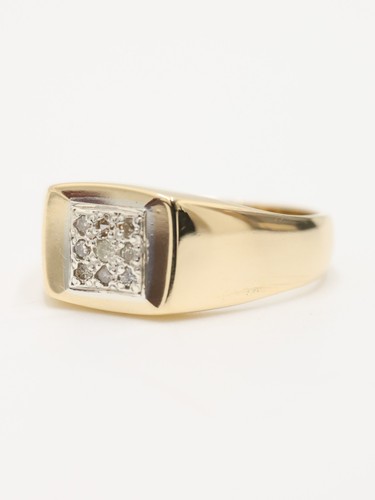 Gold diamond signet ring - gold,
