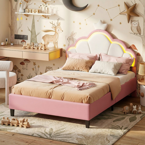 Upholstered bed frame pink - upholstered,