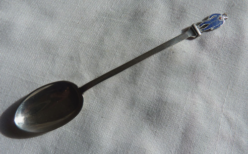 Antique silver spoon blue - antique,