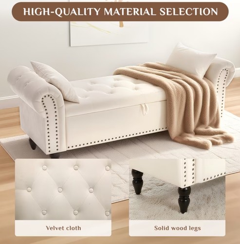 Velvet ottoman storage bench - ottoman,