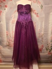 Purple Strapless Prom /Evening Dress by The Glass Slipper Size 14/16 Embellished