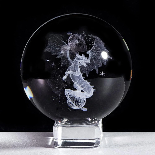 Crystal ball 60mm engraved - 3d,