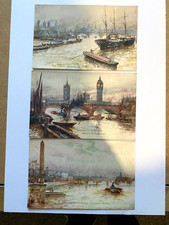 3 x C. W. Faulkner & Co Postcards River Thames Series 844 Circa 1910 (fef20)