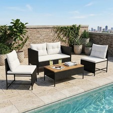 4PC Patio Set Acacia Table