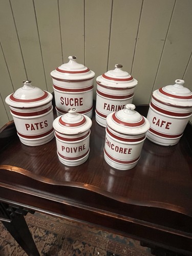 Antique set six enamel - antique,