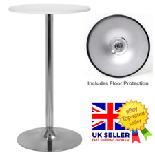 1m Tall Round White Wooden Top Dining Table / Breakfast Bar Podium Kitchen Stand