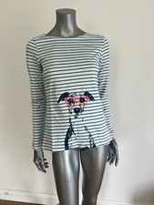 JOULES Harbour Top Cream Whippet Print Size 10  Blue Stripe NEW FREEPOST OB28
