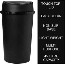 50L Touch Top Bin Black