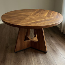 Solid Wood Round Dining Table Kitchen Furniture 47 Inch Rustic Farmhouse Room