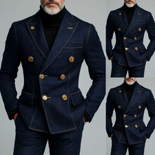 Dark Blue Men's Suits Denim