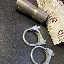 Stainless Steel Exhaust Pipe Connector Sleeve And 2 Clamps. New. 2” X 5”
