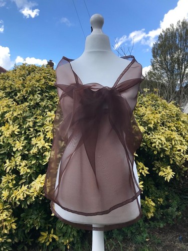 Dark brown organza shawl - dark,