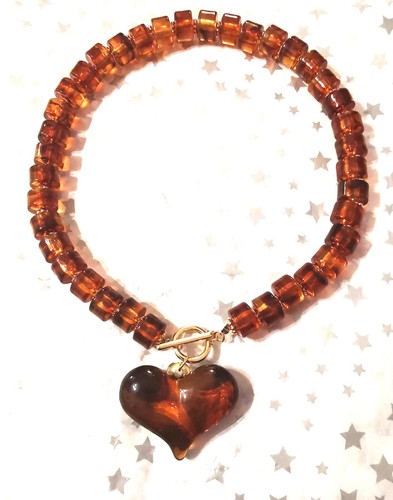 Vintage faux amber necklace - vintage,