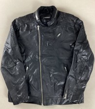 Vintage Leather Biker Jacket Cafe Racer Jacket Black Goatskin Size XL