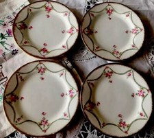 Antique BALMORAL REDFERN DRAKEFORD Handpainted Plates Set Roses Garlands Swags