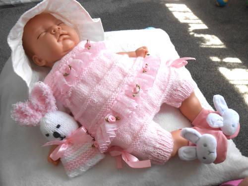 Hand knitted pink lace - hand,