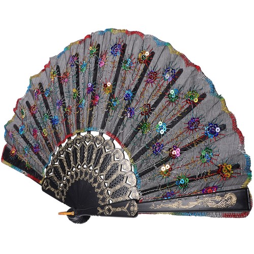Peacock pattern folding fan - peacock,